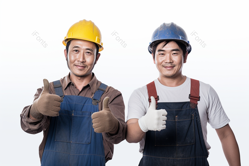 竖起大拇指戴安全帽的男性维修工人形象白色背景,高清,摄影图,摄影图片,图片大全,摄影图免费下载